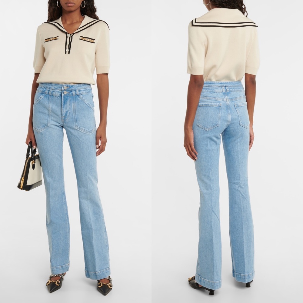 FRAME Double Button Pocket Mid Rise Flared Jeans Size 32 NEW